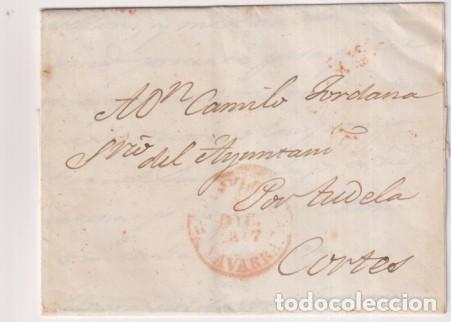 Sellos: Carta de Pamplona al Ayuntamiento por Tudela cortes del 8 Dic. 1847 con Baeza 34R, (borroso) y Baeza