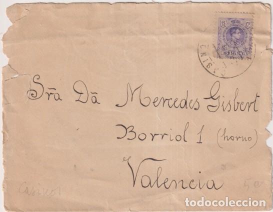 Sellos: Carta de Casinos a Valencia del 19 Sep. 1912. Franqueado con Edifil 270