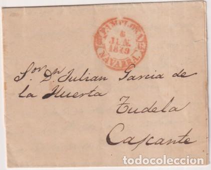 Sellos: Carta de Pamplona a Tudela Cascante del 9 Jun. 1849. Con Baeza 34R. Bonita y bien conservada carta