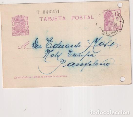 Sellos: Tarjeta Entero Postal n&ordm; 69 de !932. de Pamplona a Hotel Europa (Pamplona) de May. de 1934