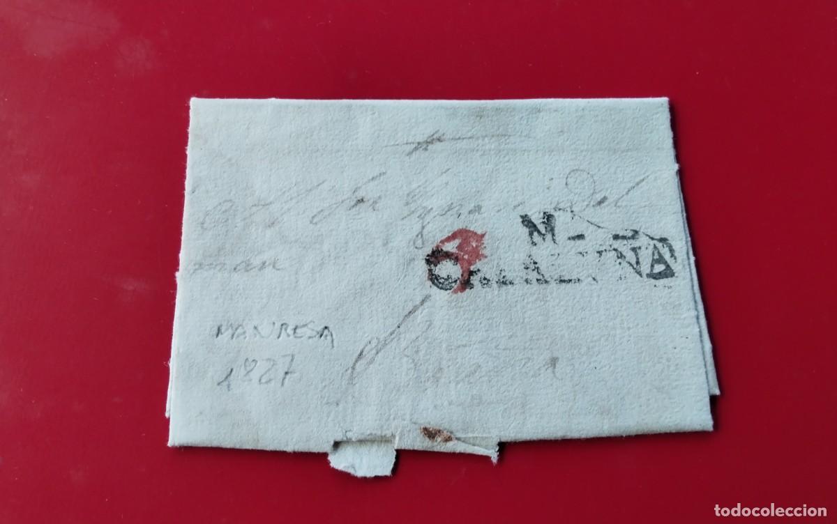 Sellos: MANRESA ENVUELTA PREFILATELICA CIRCULADA A&Ntilde;O 1827 CARTA INTERIOR