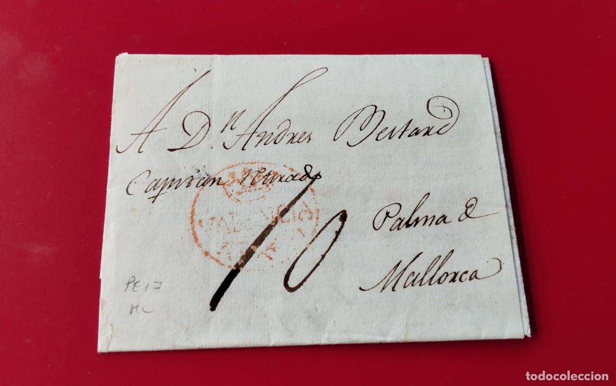 Sellos: PALMA DE MALLORCA ENVUELTA PREFILATELICA CIRCULADA A VALENCIA A&Ntilde;O 1817 CARTA INTERIOR
