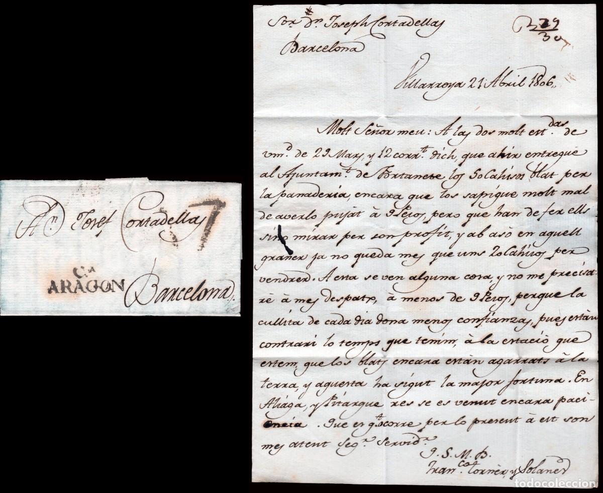 Stamps: Teruel - Prefilatelia - Calamocha PE 2N - 1806 - Carta fechada en Vilaroya a Barcelona