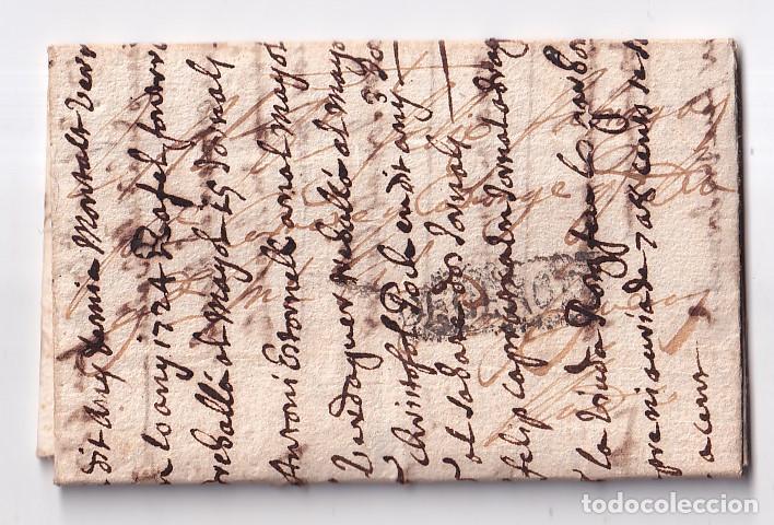 Sellos: PREFILATELIA. CARTA ENTERA. EXTRAORDINARIAMENTE RARA. SANT CELONI. 1725. MARCA GERONA. N&Uacute;MERO 1