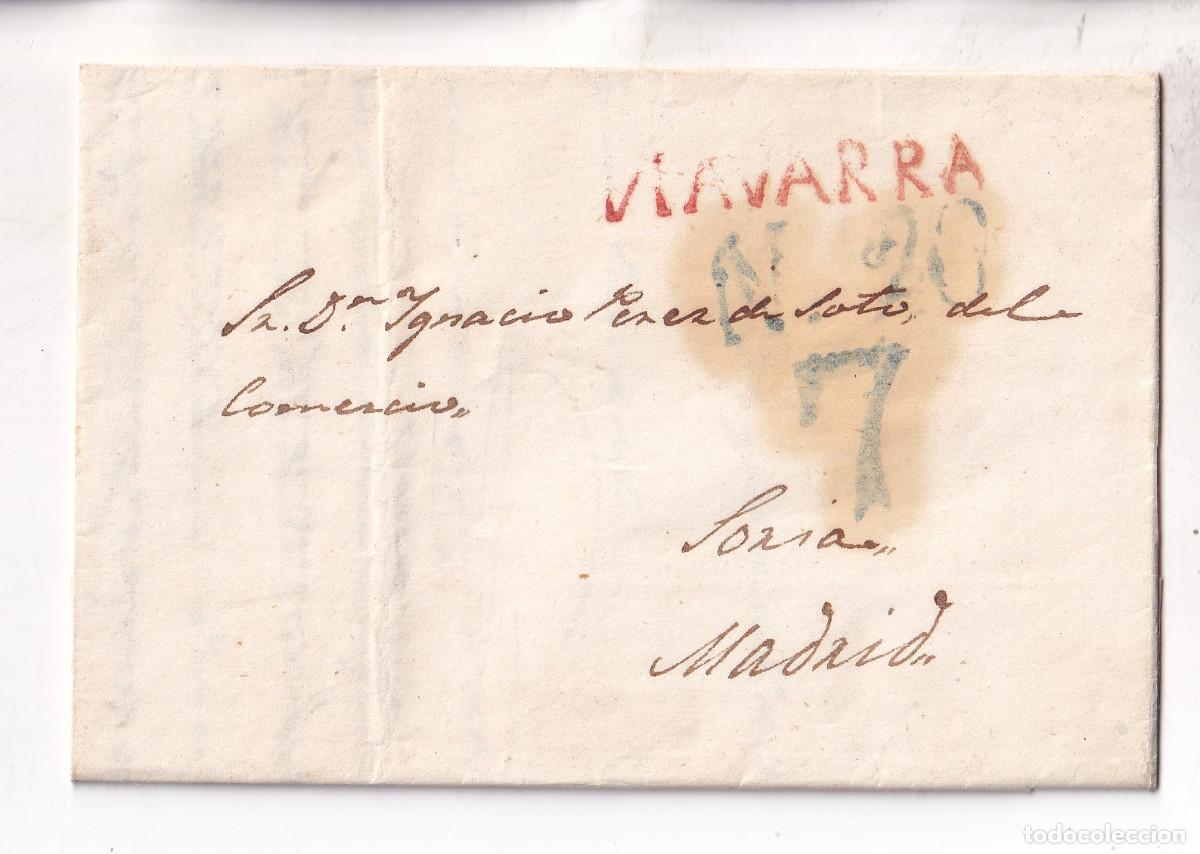Sellos: PREFILATELIA. CARTA ENTERA. CINTRU&Eacute;NIGO. NAVARRA. 1843. A MADRID. POR SORIA