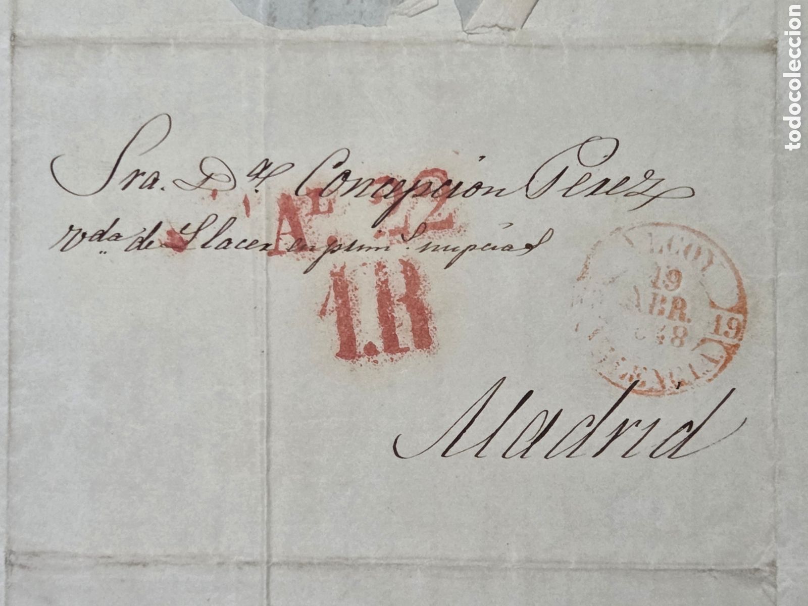 Stamps: ALCOY 1848 CARTA COMPLETA PREFILATELIA A MADRID