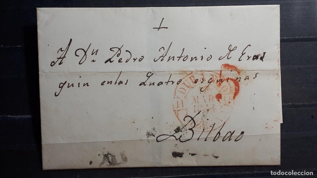 Sellos: Carta circulada de DURANGO A BILBAO. 17 MARZO 1844.