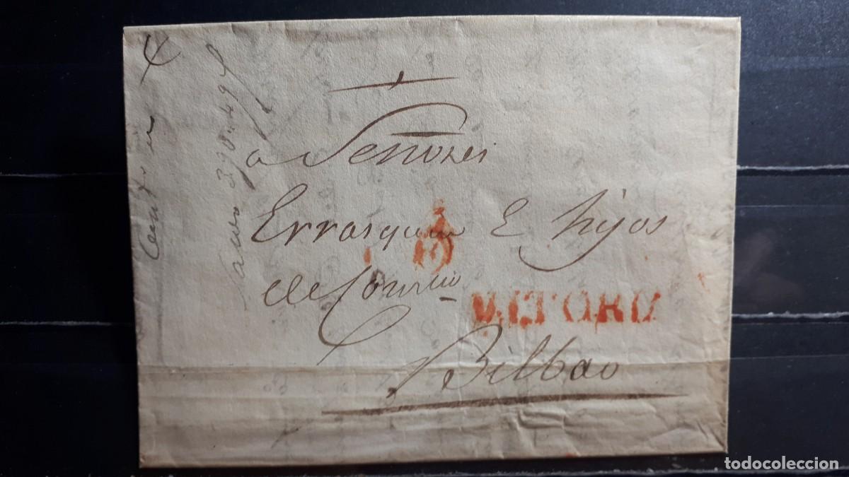 Sellos: Carta escrita y circulada de VITORIA a Bilbao. 18 Octubre de 1827.