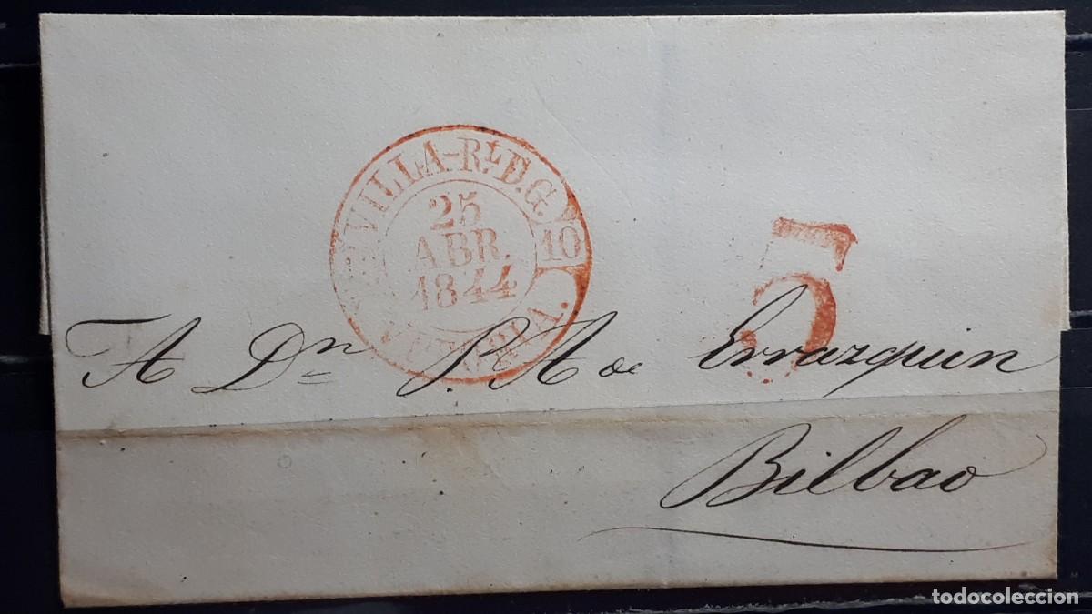 Sellos: Carta circulada de Villareal a Bilbao. 25 Abril de 1844.