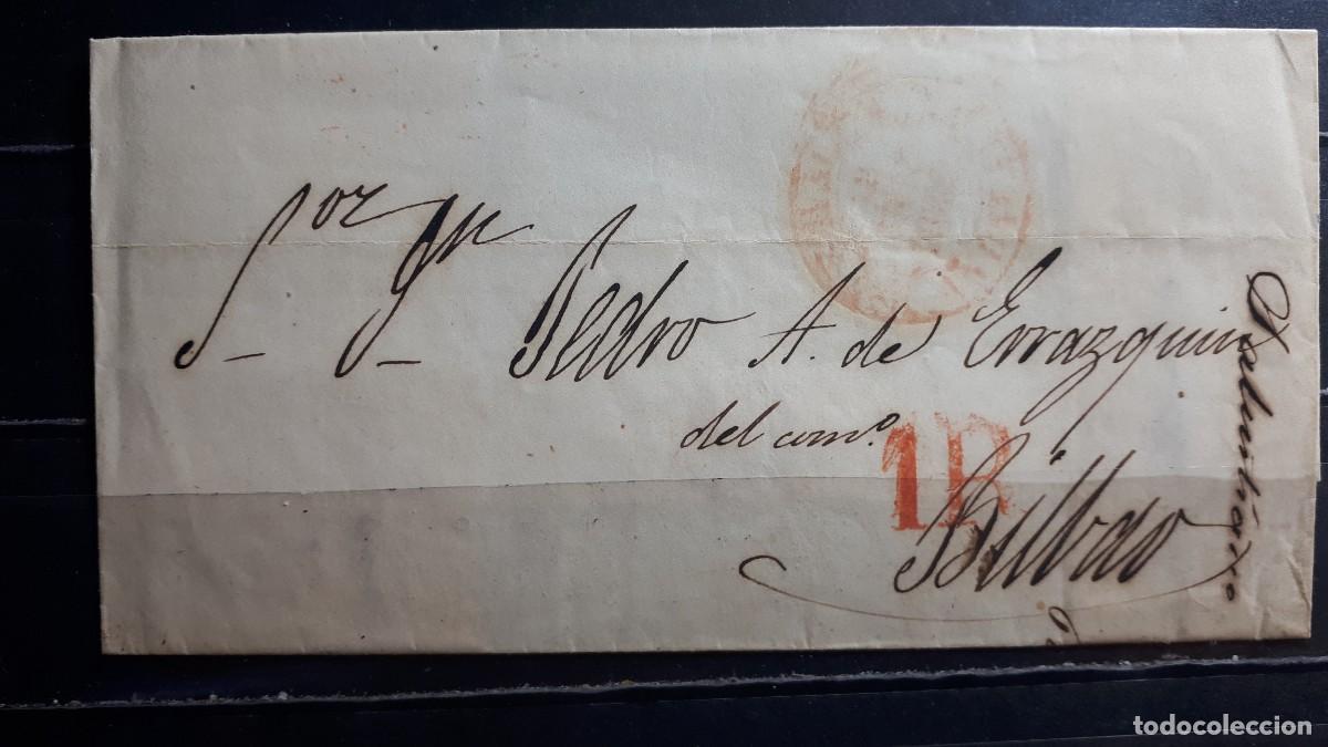 Sellos: Carta circulada de Sevilla a Bilbao. 17 junio de 1849.