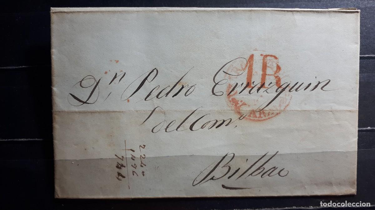 Sellos: Carta escrita y circulada de Zaragoza a Bilbao. 26 Septiembre 1848.