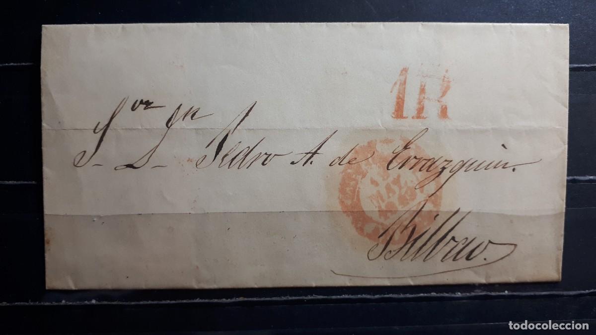 Sellos: Carta circulada de Sevilla a Bilbao. 19 Mayo 1849.