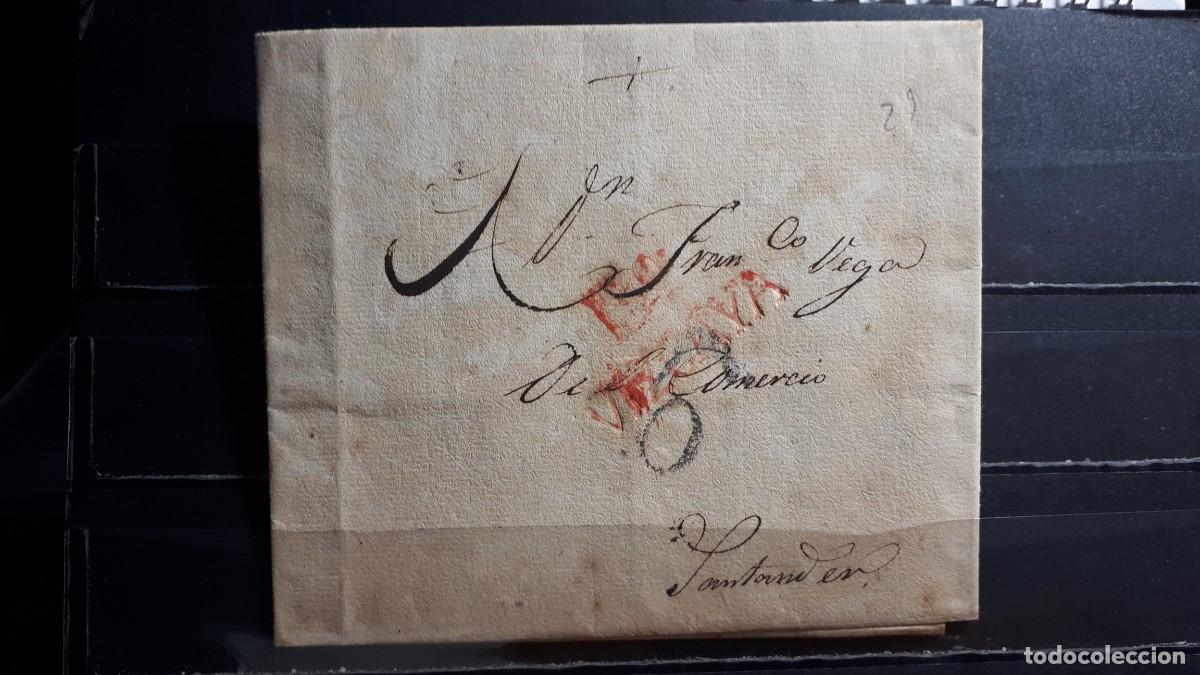 Sellos: Carta escrita y circulada de Bilbao a Santander. 2 Octubre 1829.