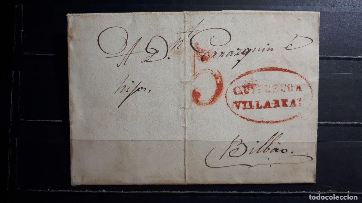 Sellos: Carta escrita y circulada de Villarreal a Bilbao. 24 Octubre 1839