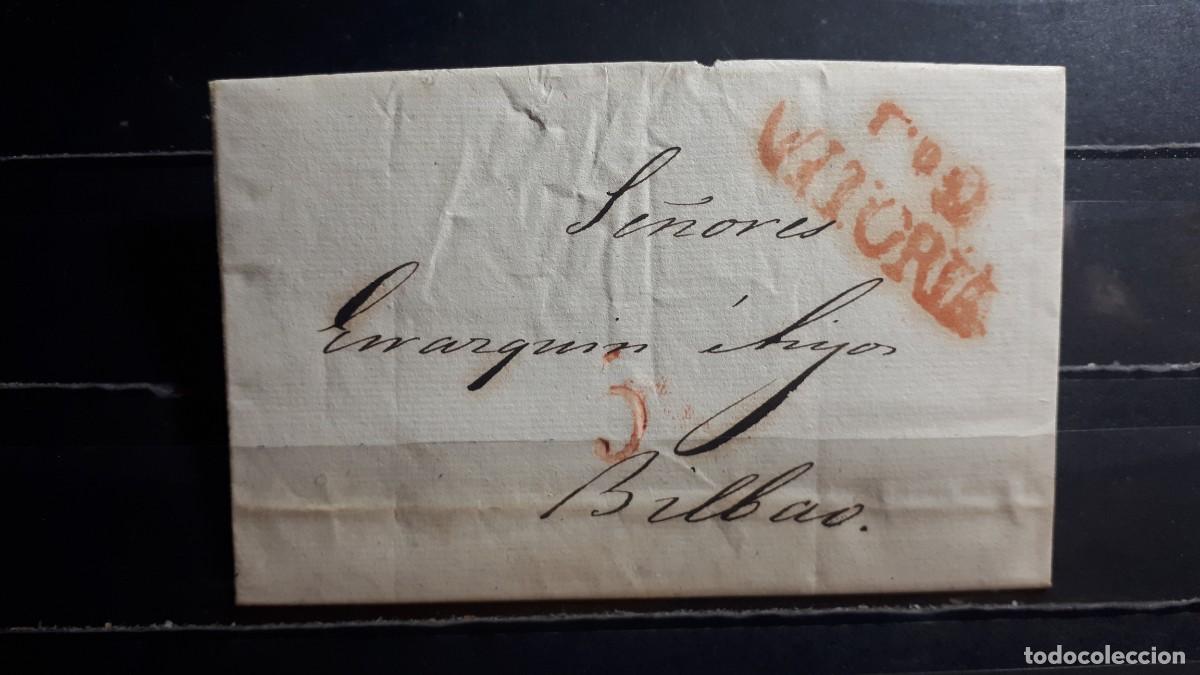 Timbres: Carta escrita y circulada de Vitoria a Bilbao. 14 Febrero 1830