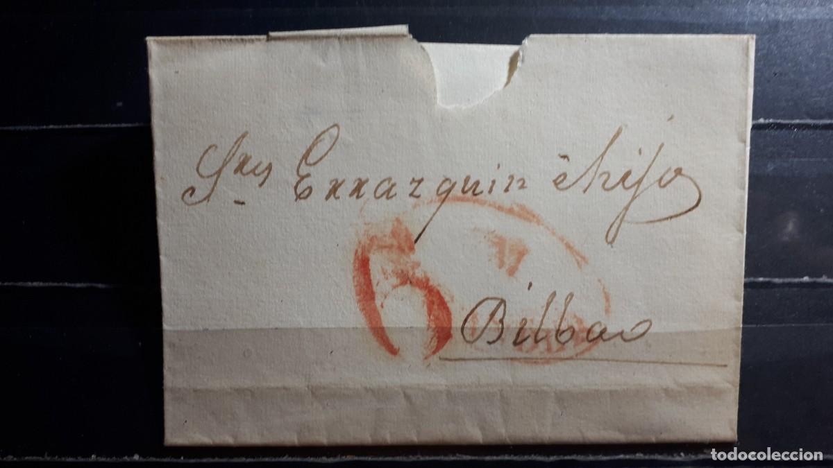 Timbres: Carta circulada. De San Sebasti&aacute;n a Bilbao. 22 Enero 1836