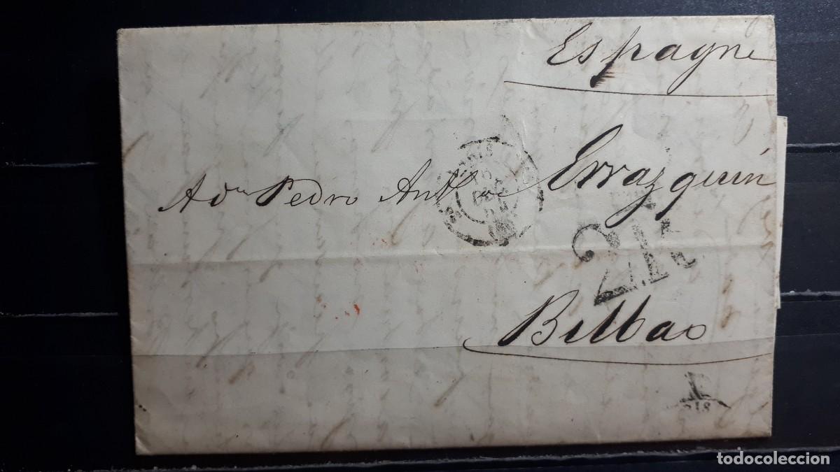 Sellos: Carta escrita y circulada. PAR&Iacute;S a Bilbao. 16 Diciembre 1854