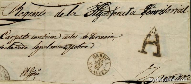Sellos: FA1019. PREFILATELIA - Pieza postal (Plica) con marca de abono de Daroca a Zaragoza, Rareza RR