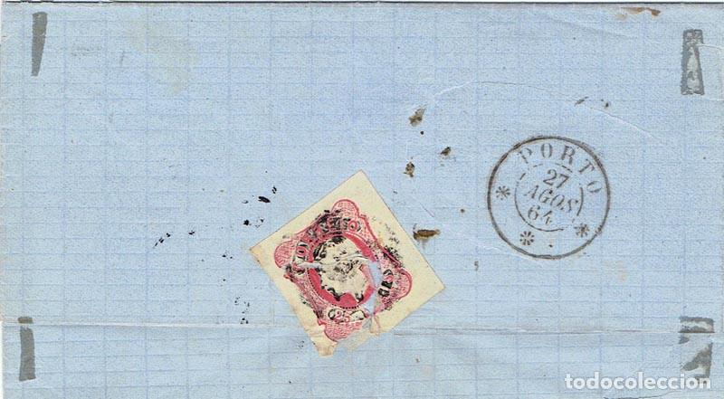 Sellos: FA1175-2. PORTUGAL. 1864, 26 de agosto. Carta circulada de Cillorico de Basto a Oporto