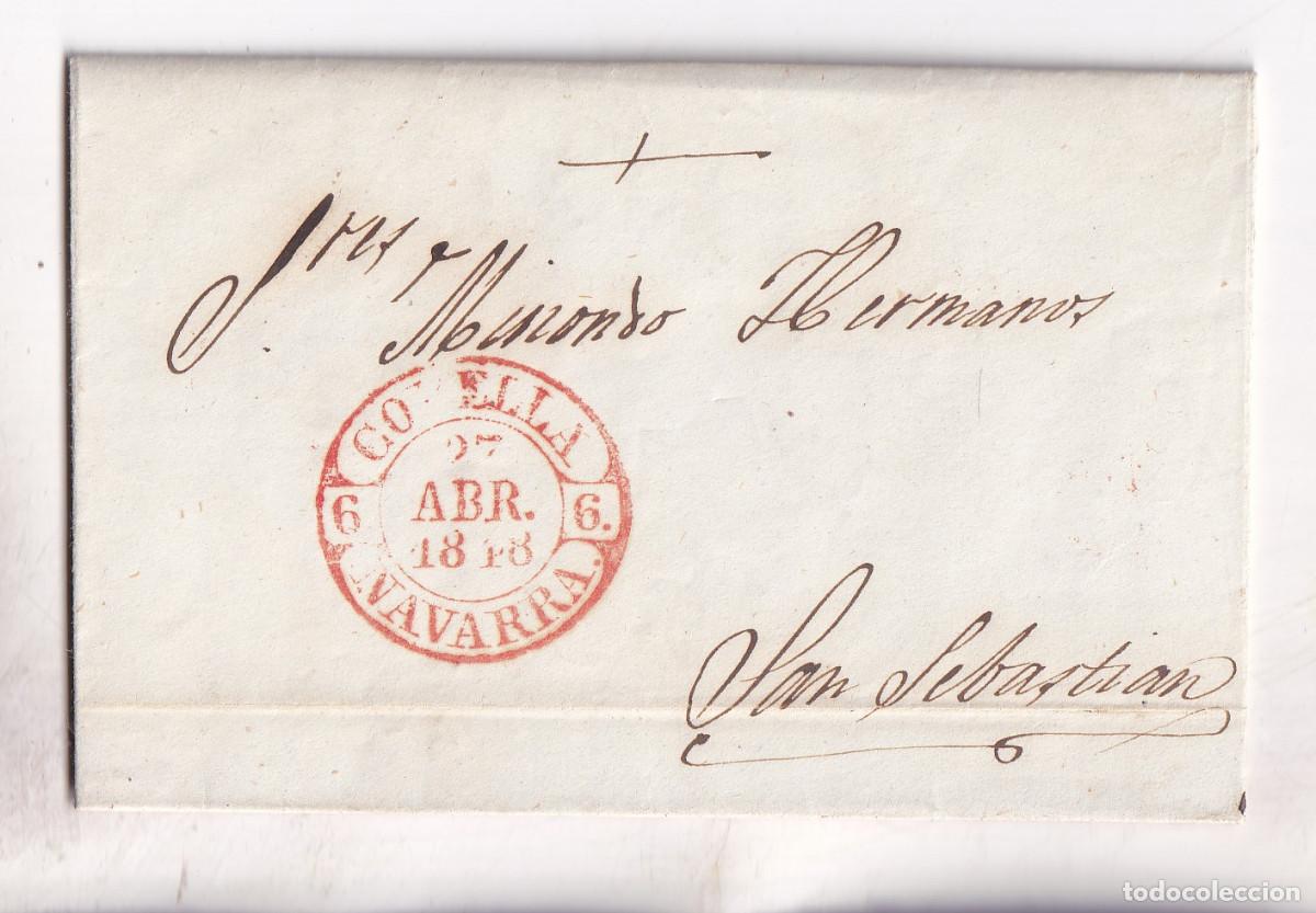 Sellos: PREFILATELIA. CARTA ENTERA. CORELLA. NAVARRA. 1848. BONITO BAEZA. A SAN SEBASTI&Aacute;N