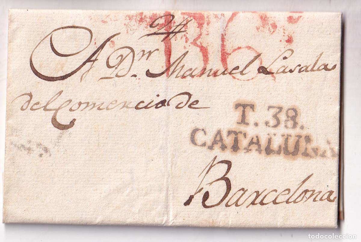 Selos: PREFILATELIA. CARTA ENTERA EN CATAL&Aacute;N. T&Aacute;RREGA. LLEIDA. 1821. LUJO