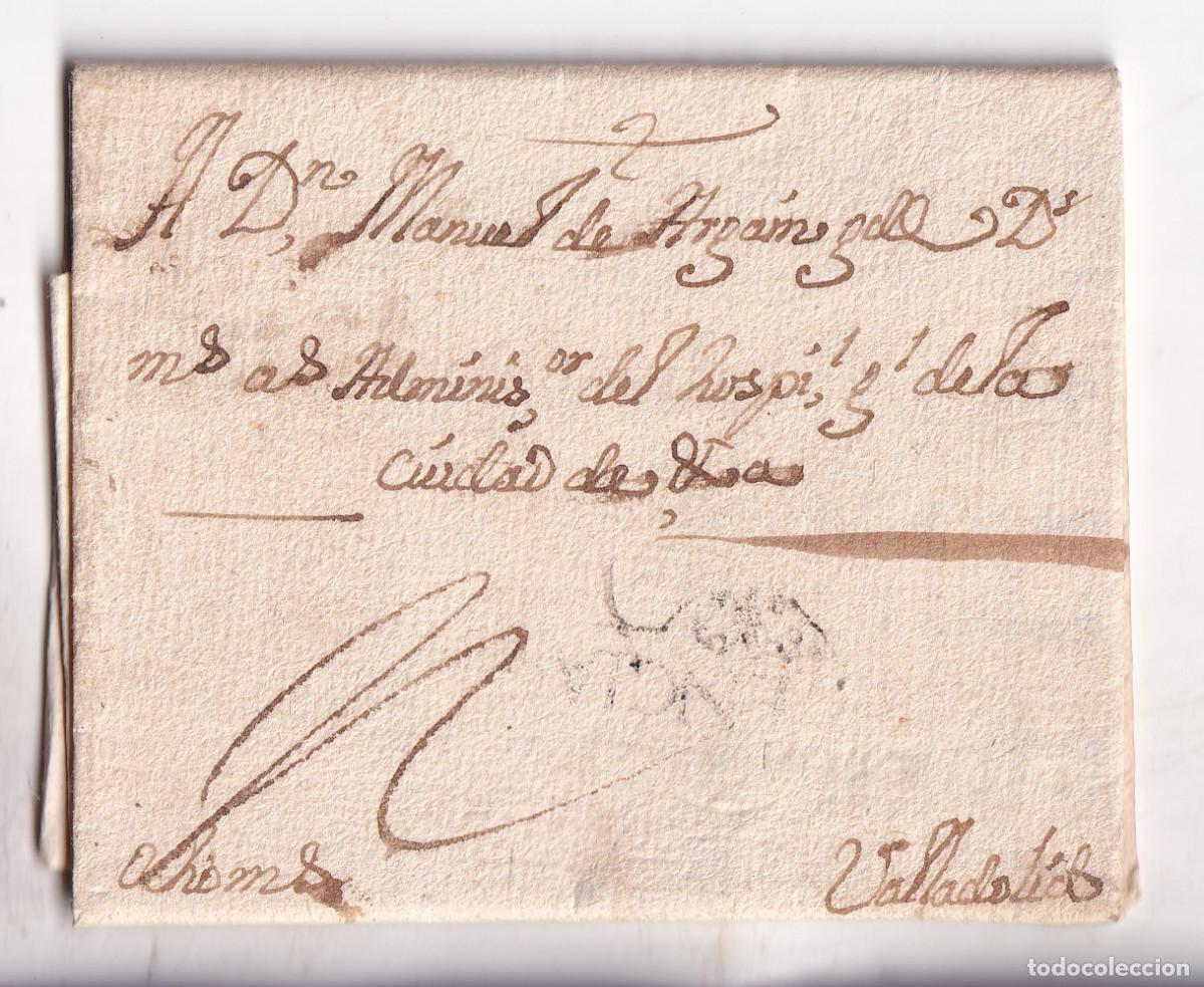 Selos: PREFILATELIA. RAR&Iacute;SIMA CARTA ENTERA PALENCIA. AL HOSPITAL DE VALLADOLID. 1740 PRIMERA MARCA CONOCIDA