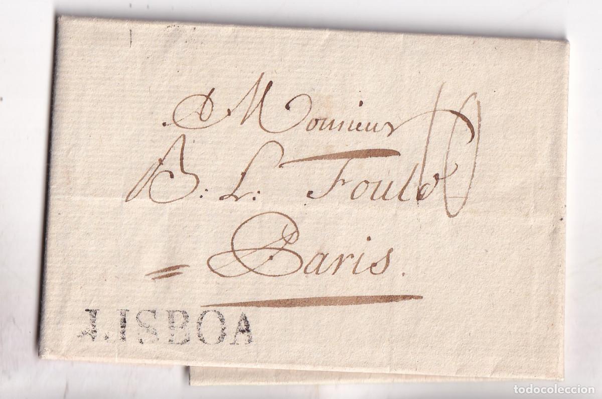Selos: PREFILATELIA. CARTA ENTERA. LISBOA. PORTUGAL. A PAR&Iacute;S. PORTEO AL DORSO