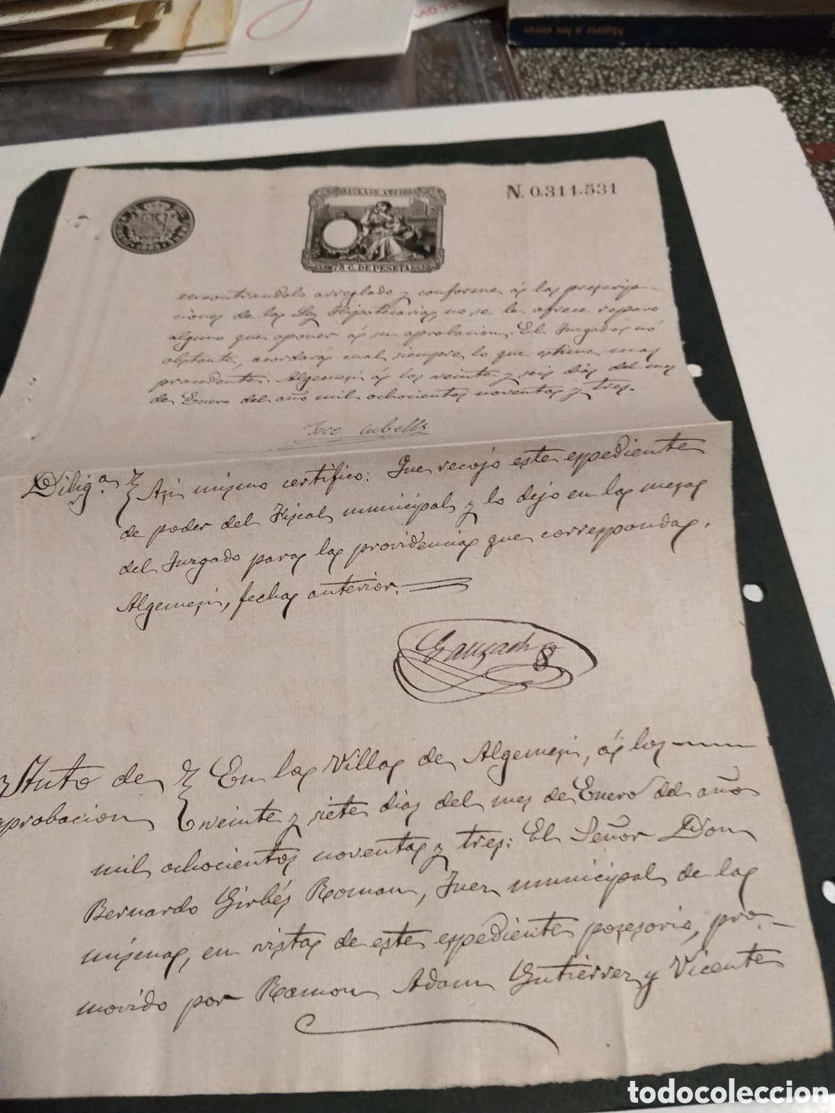 Selos: Prefilatelia Sello Fiscal 75 c&eacute;ntimos A&ntilde;o 1893
