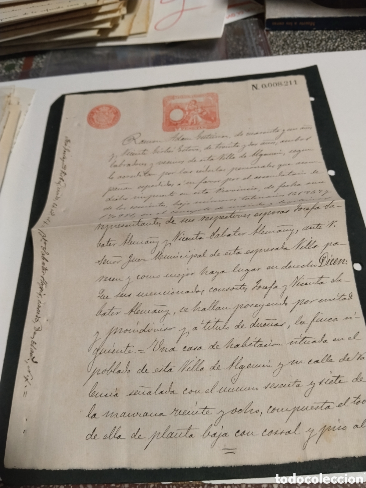 Selos: Prefilatelia Sello Fiscal 7 pesetas A&ntilde;o 1893