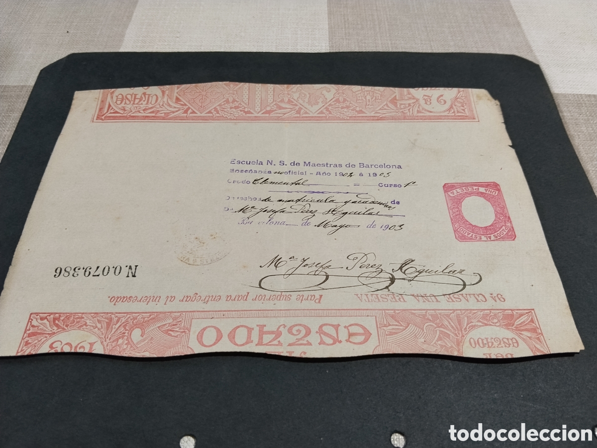 Francobolli: Pagos al estado una peseta A&ntilde;o 1903