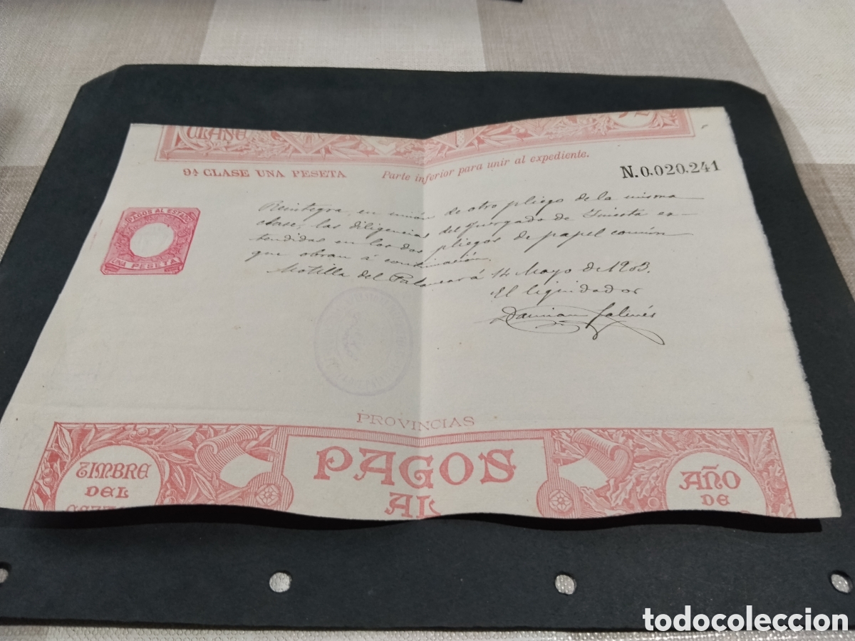 Francobolli: Pagos al estado una peseta A&ntilde;o 1903 Dami&aacute;n Falines