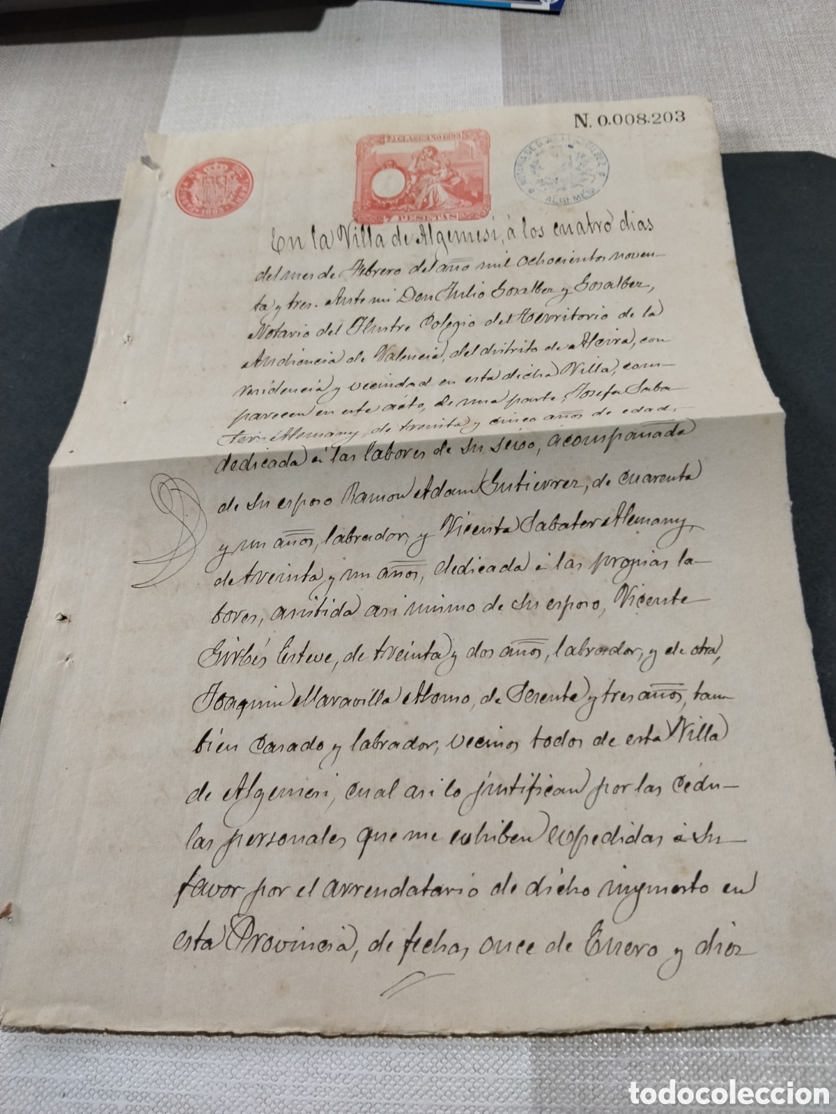 Francobolli: Prefilatelia Sello Fiscal 7 pesetas A&ntilde;o 1893