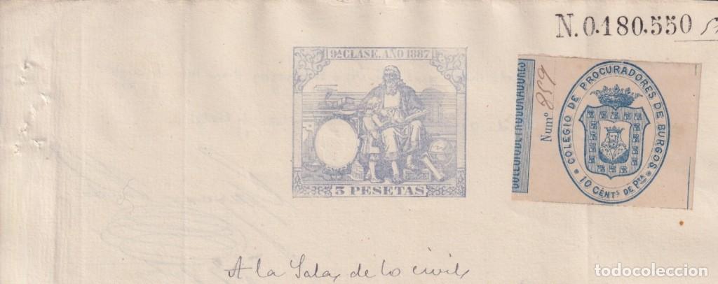 Sellos: 1887-PS-16 ESPA&Ntilde;A SPAIN 1887 SEALLED PAPER REVENUE. SELLO 9&ordm; + BURGOS LAWYER.