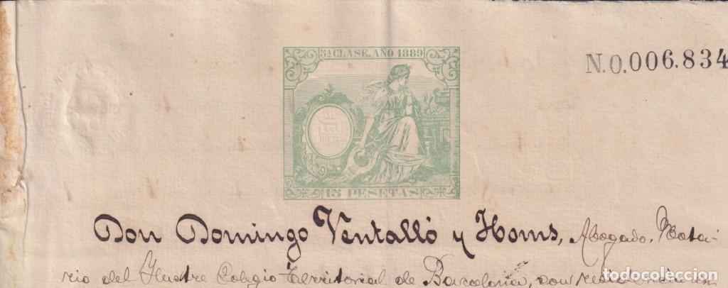 Sellos: 1889-PS-12 ESPA&Ntilde;A SPAIN 1889 SEALLED PAPER REVENUE. SELLO 5&ordm; + BURGOS LAWYER.