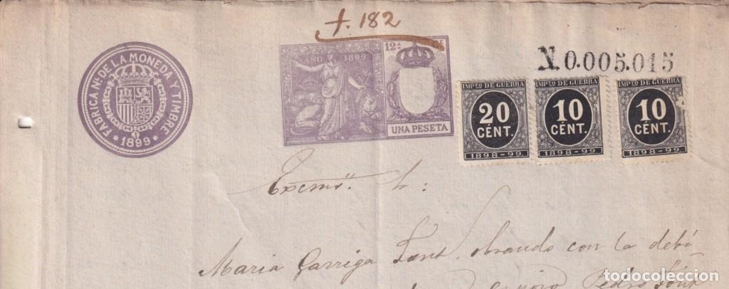 Sellos: 1899-PS-10 ESPA&Ntilde;A SPAIN 1899 SEALLED PAPER REVENUE. SELLO 12&ordm; + 10+20c WAR TAX.