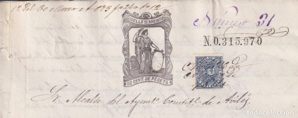 Sellos: 1874-PS-32 ESPA&Ntilde;A SPAIN 1874 SEALLED PAPER REVENUE. SELLO 11&ordm; + WAR TAX.