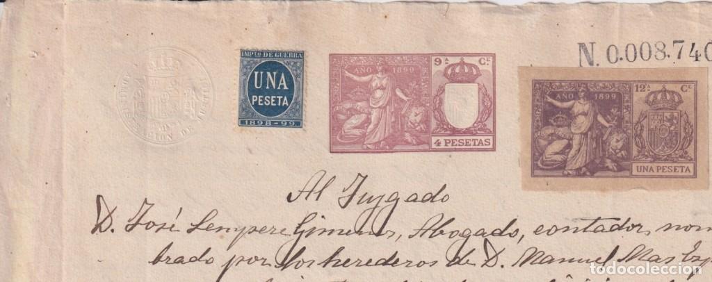 Sellos: 1899-PS-14 ESPA&Ntilde;A SPAIN 1899 SEALLED PAPER REVENUE. SELLO 9&ordm; + 10 pta WAR TAX + POLIZA.