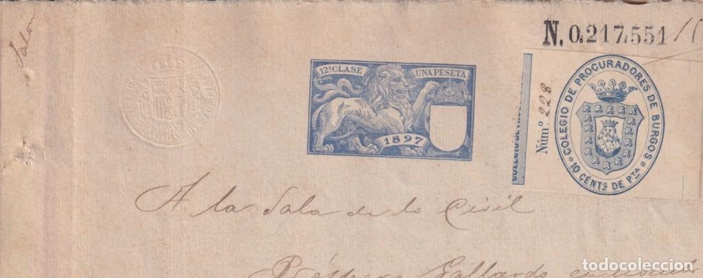 Sellos: 1897-PS-16 ESPA&Ntilde;A SPAIN 1897 SEALLED PAPER REVENUE. SELLO 12&ordm; + BURGOS LAWYER.