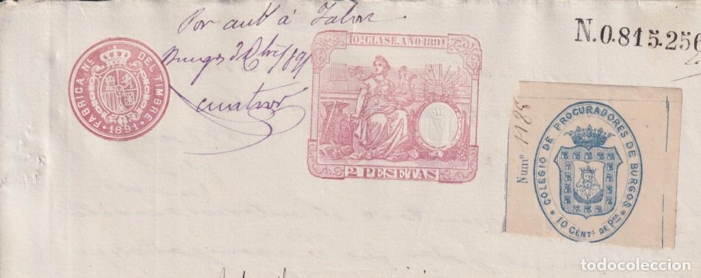 Sellos: 1891-PS-12 ESPA&Ntilde;A SPAIN 1891 SEALLED PAPER REVENUE. SELLO 10&ordm; + BURGOS LAWYER.