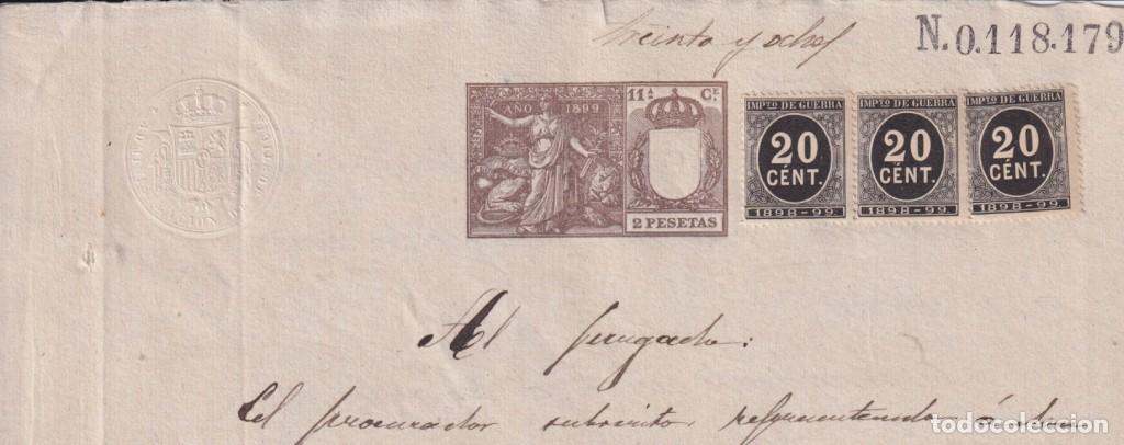 Selos: 1899-PS-13 ESPA&Ntilde;A SPAIN 1899 SEALLED PAPER REVENUE. SELLO 11&ordm; + 20c WAR TAX.