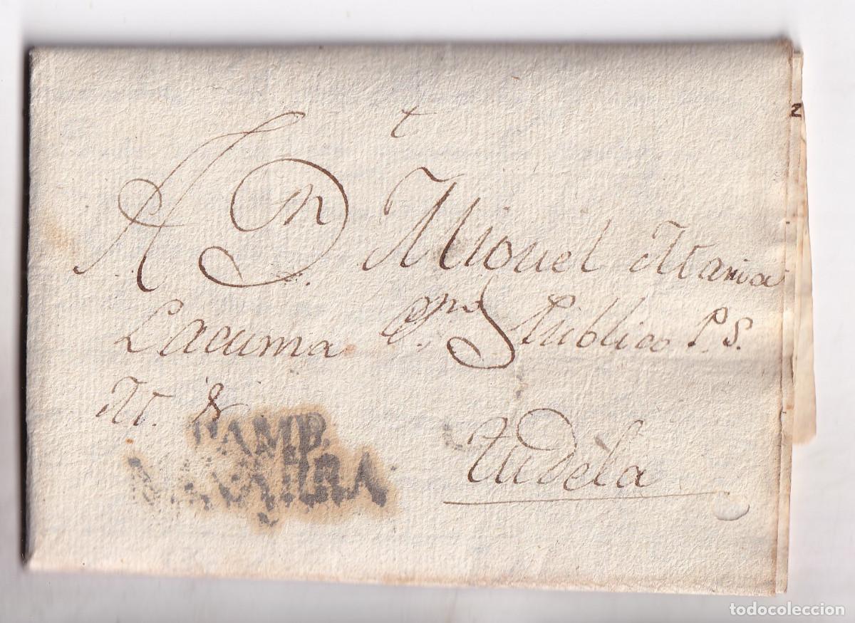 Sellos: PREFILATELIA. CARTA ENTERA. PAMPLONA A TUDELA. NAVARRA. 1821. DINERO PARA CRUZADA