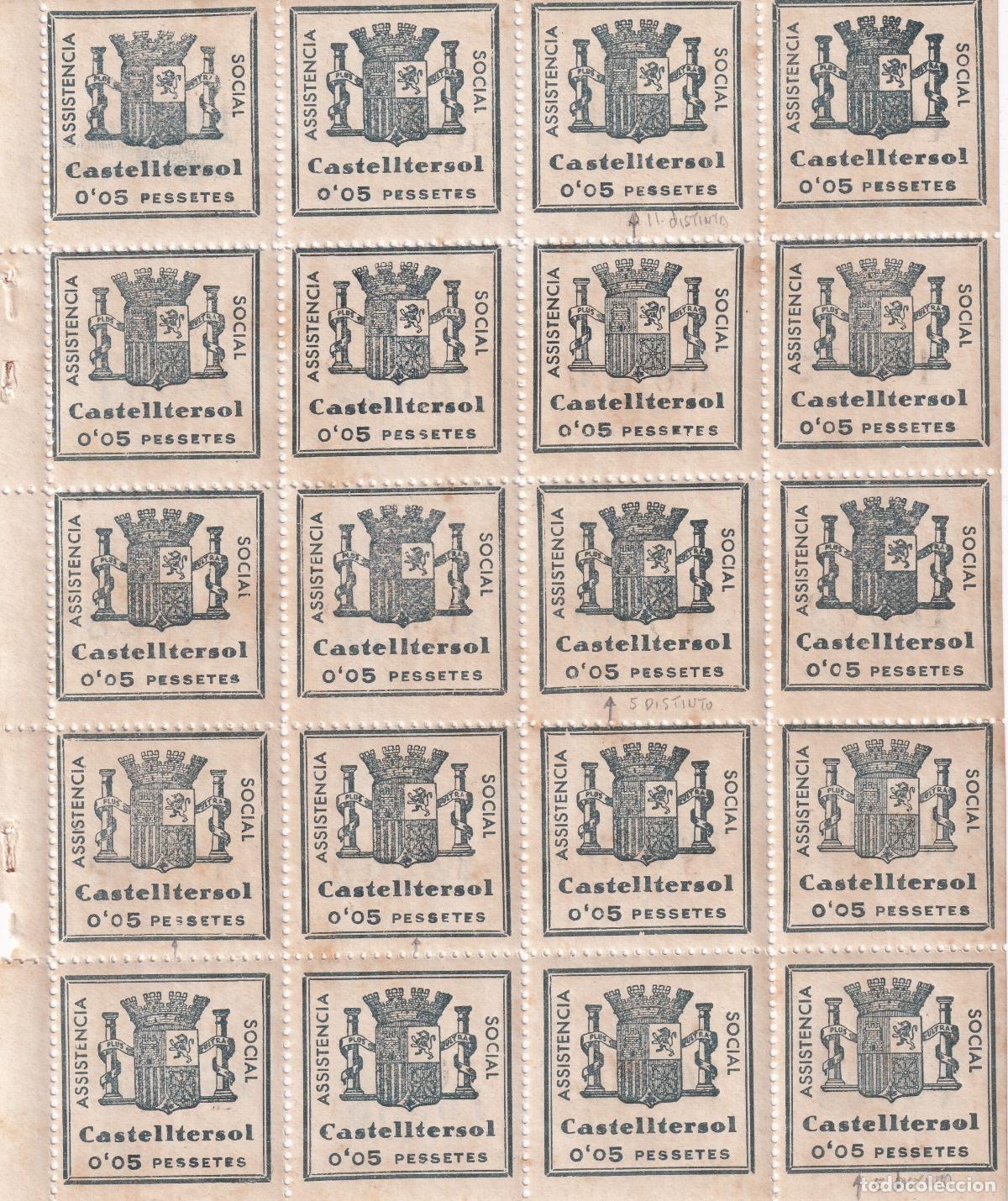 Sellos: CRS1612 ESPA&Ntilde;A LOCALES CASTELLTERSOL (Barcelona). Allepuz n&ordm; 1 XX. Bl. de 20. Alg&uacute;n &oacute;xido