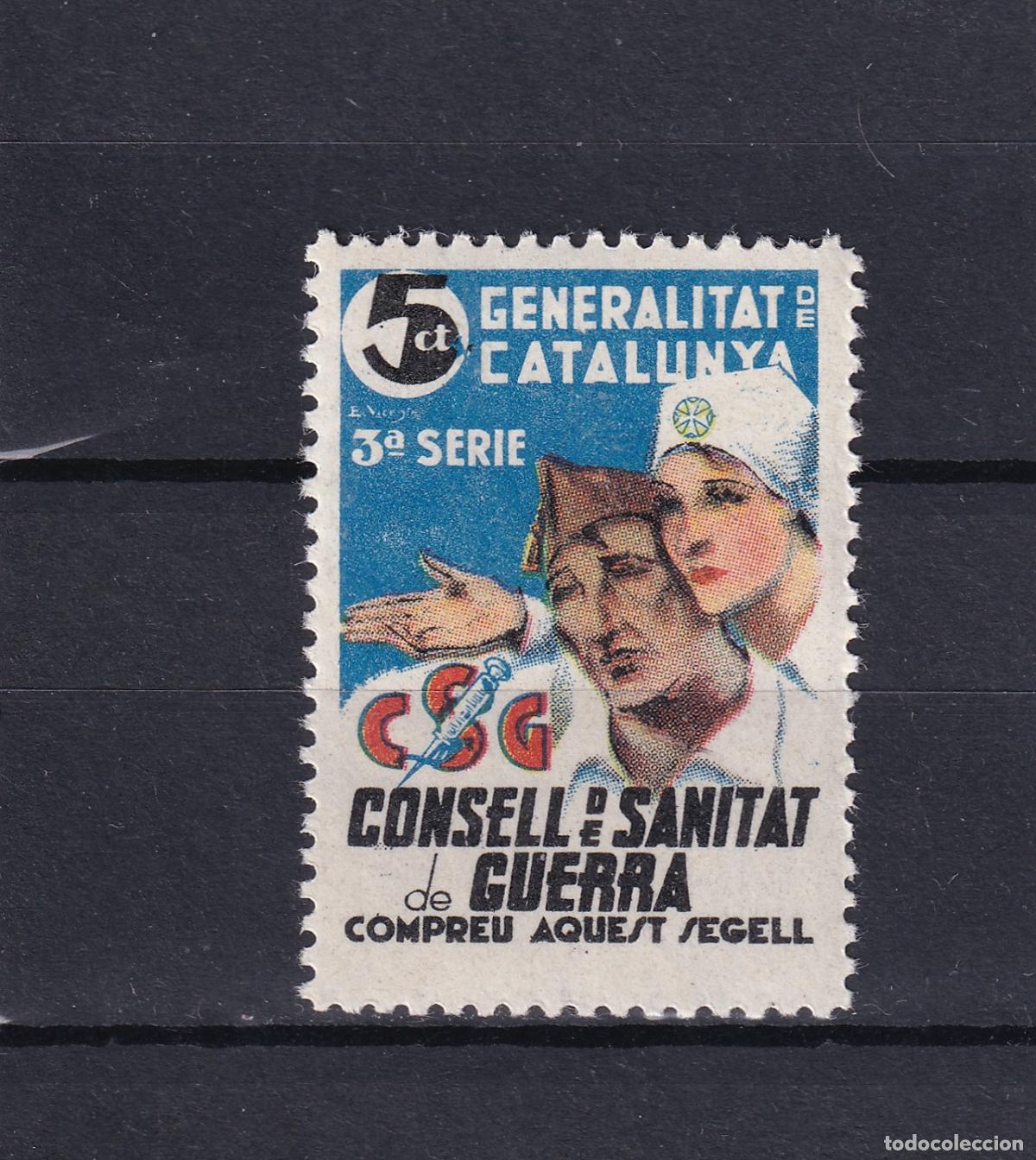 Sellos: CRS1700 ESPA&Ntilde;A GUERRA CIVIL. Generalitat de Catalu&ntilde;a 3&ordf; serie. Con charnela