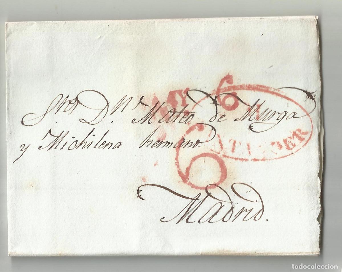 Sellos: circulada y escrita venta de azucar y cacao 1832 de santander A MADRID