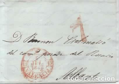 Sellos: VALENCIA A ALBACETE 1842 CON BAEZA