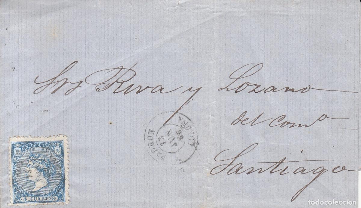 Selos: CRCAR110 ENVOLTURA DE CARTA DE PADRON A SANTIAGO CON SELLO N&ordm; 81. FECHADOR NEGRO.