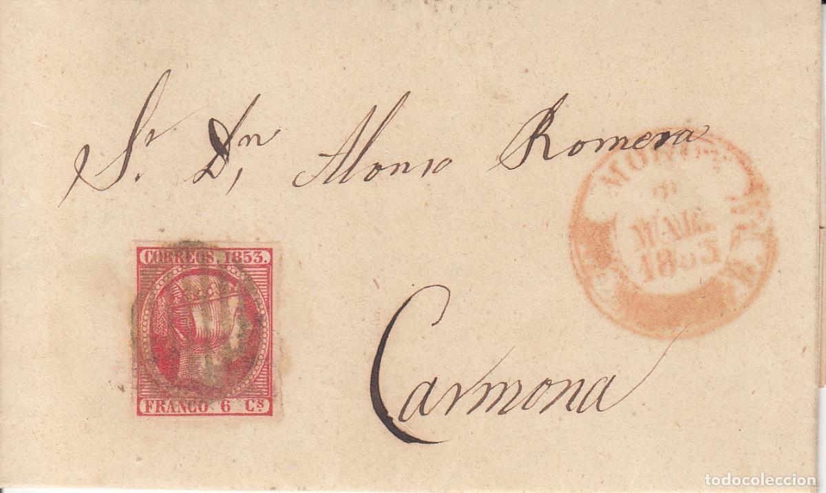 Sellos: CRCAR019 CARTA MORON A CARMONA N&ordm; 17 MATASELLO PARRILLA NEGRA Y BAEZA MORON
