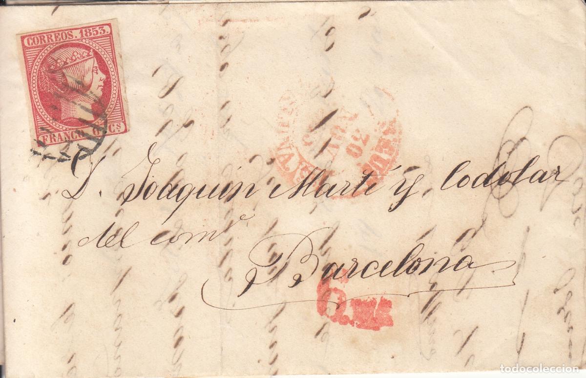 Sellos: CRCAR024 CARTA REUS A BARCELONA SELLO N&ordm; 17 PARRILLA NEGRA Y BAEZA EN ROJO