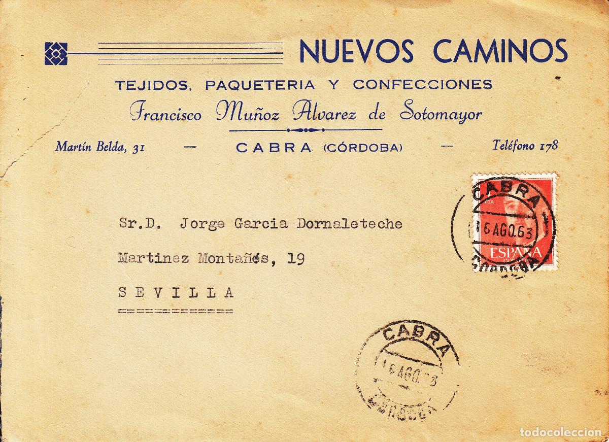 Sellos: CRCAR234 SOBRE DE CABRA (CORDOBA) A SEVILLA CON SELLO 1153. FECHADOR 16-08-53