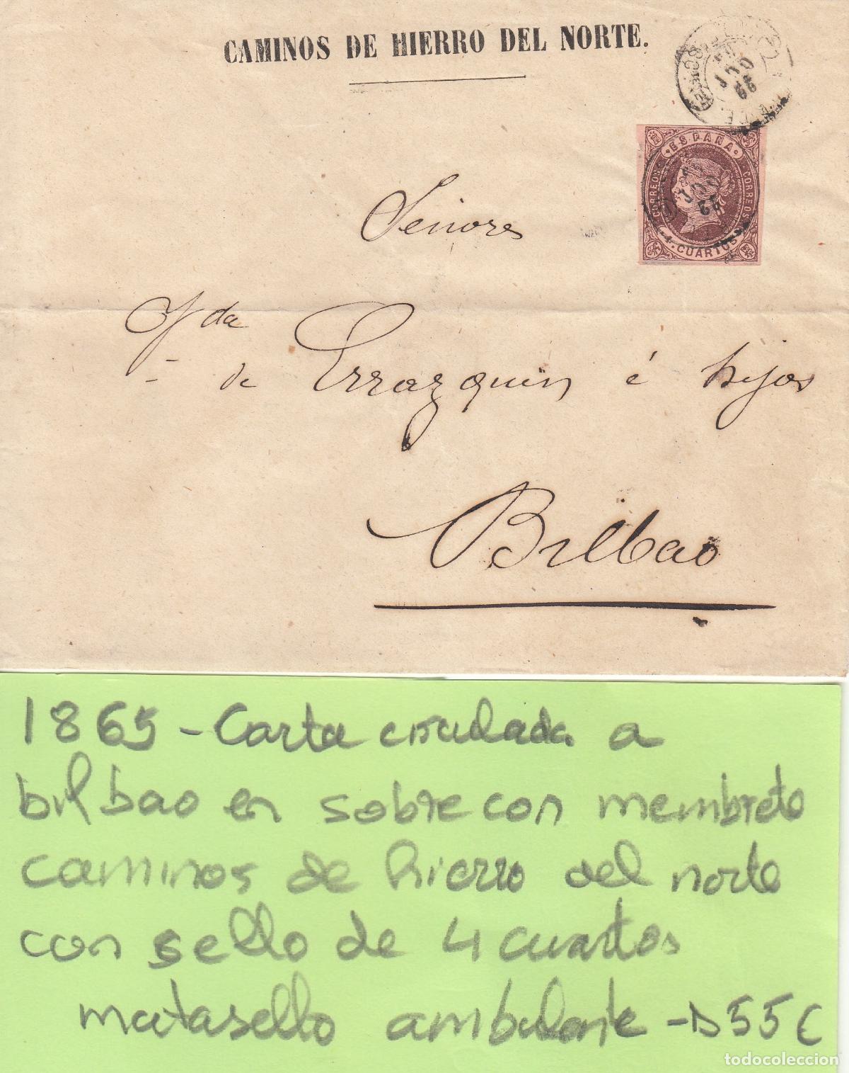 Sellos: CRCAR321 CARTA CIRCULADA A BILBAO. VER DESCRIPCION EN FOTO